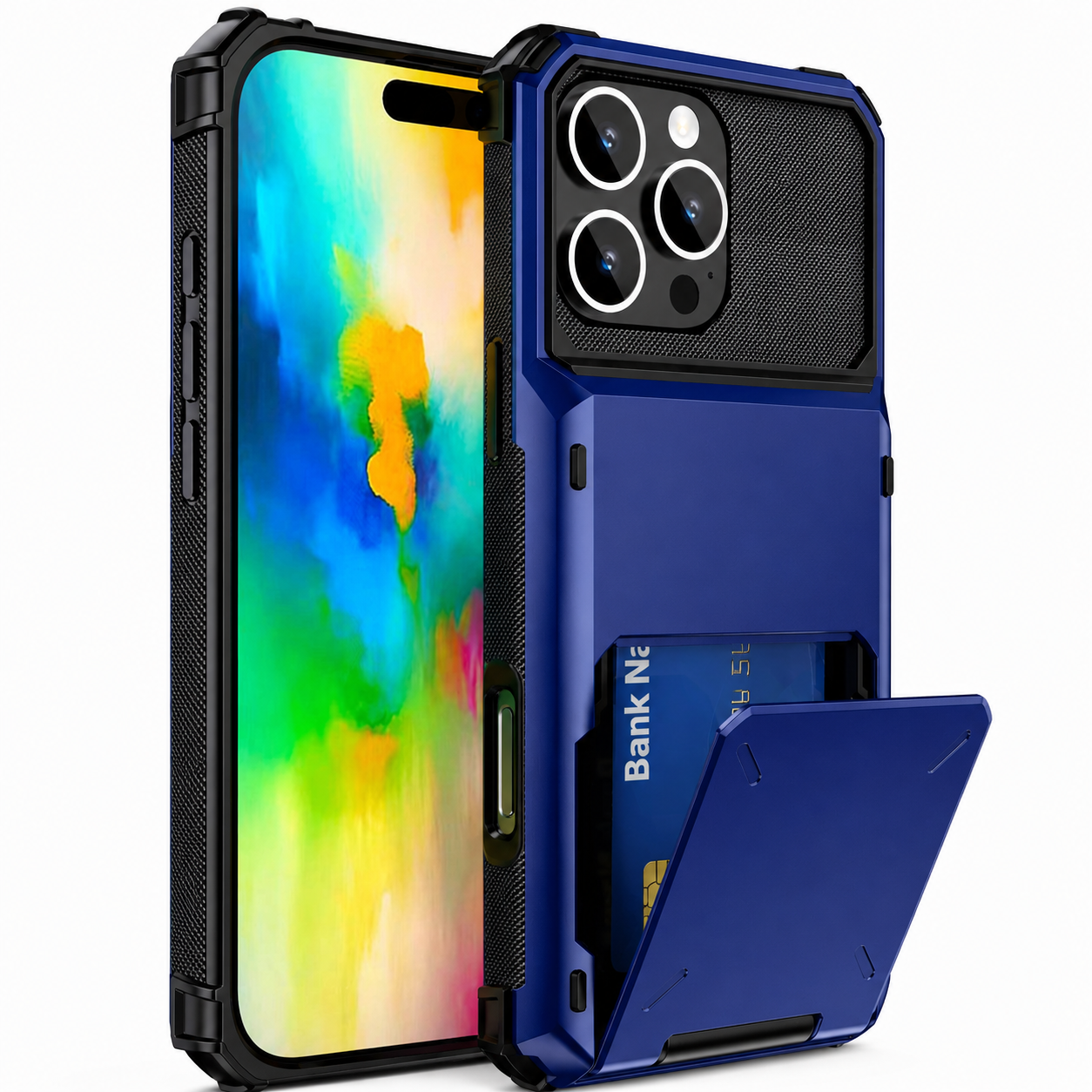 Premium iPhone Case Wallet Cover Card Holder Shockproof Protective Cover Slide Card Storage Anti Fingerprint Business Style Design