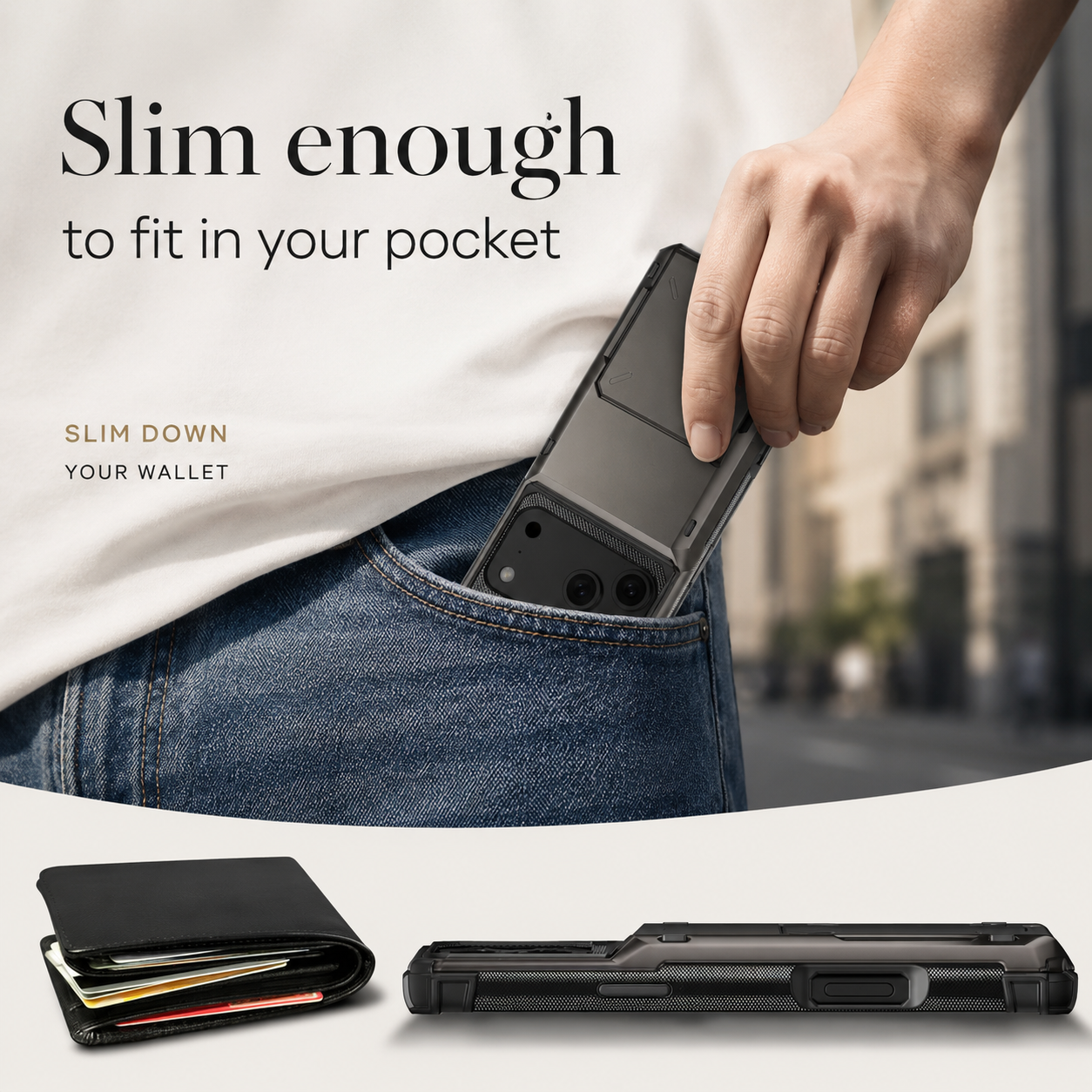 Premium iPhone Case Wallet Cover Card Holder Shockproof Protective Cover Slide Card Storage Anti Fingerprint Business Style Design