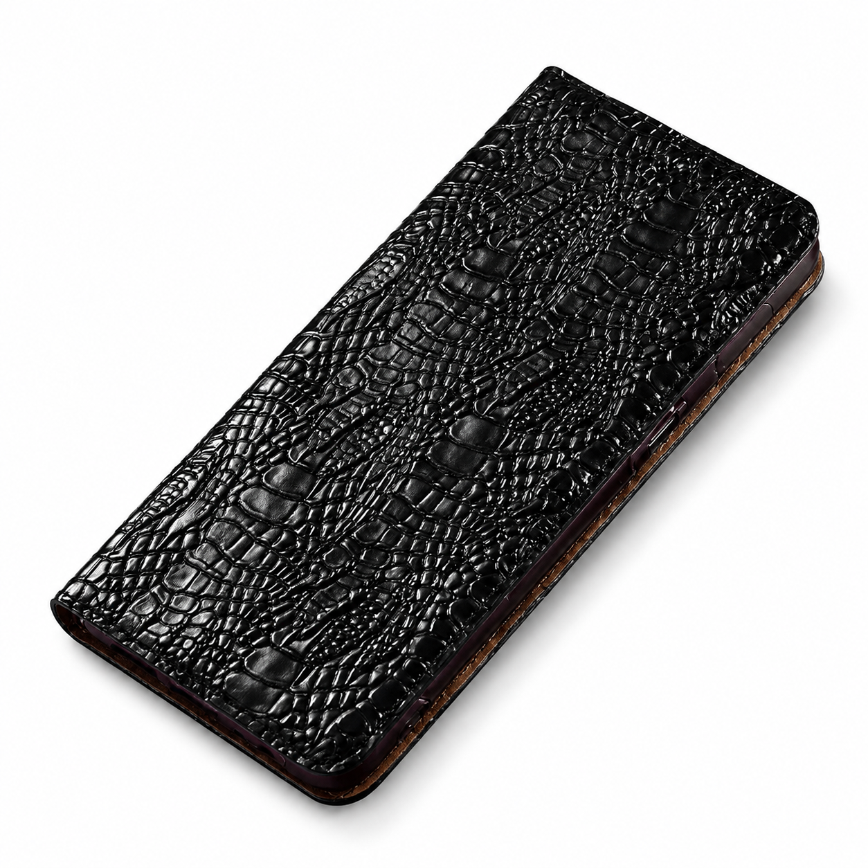 Premium iPhone Case Wallet Cover Genuine Leather Card Holder Flip Protective Cover Non Slip Full Coverage Crocodile Texture Design