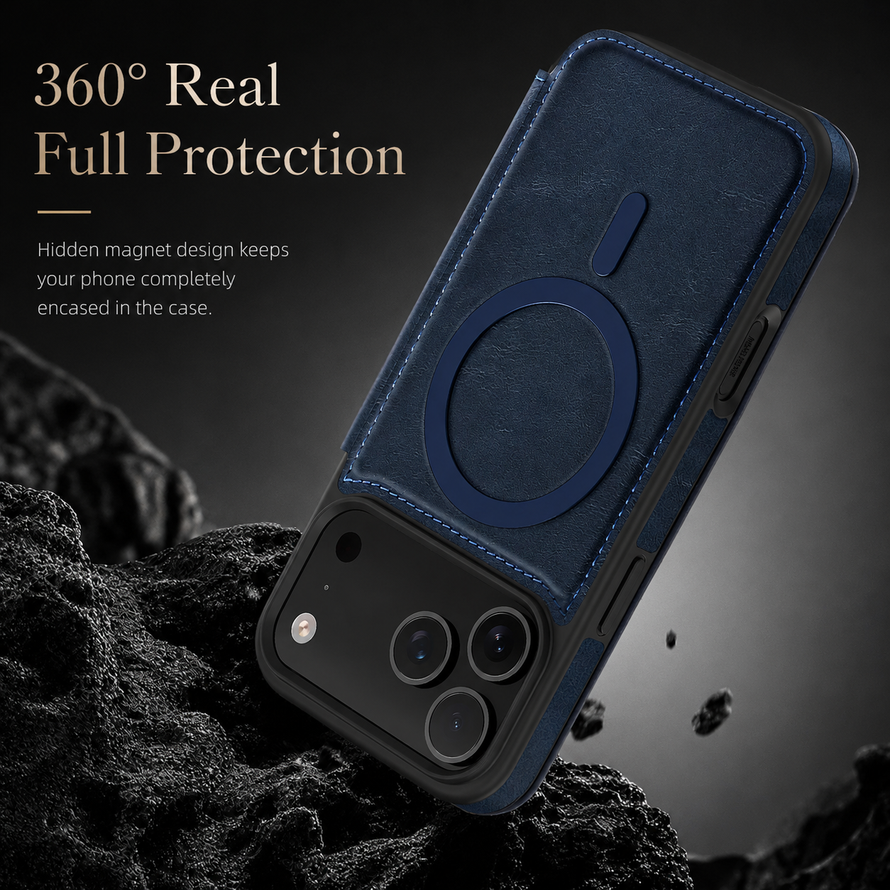 Premium iPhone Case Wallet Cover RFID Protection Card Holder Shockproof Protective Cover Magnetic Closure Wireless Charging Compatible Design