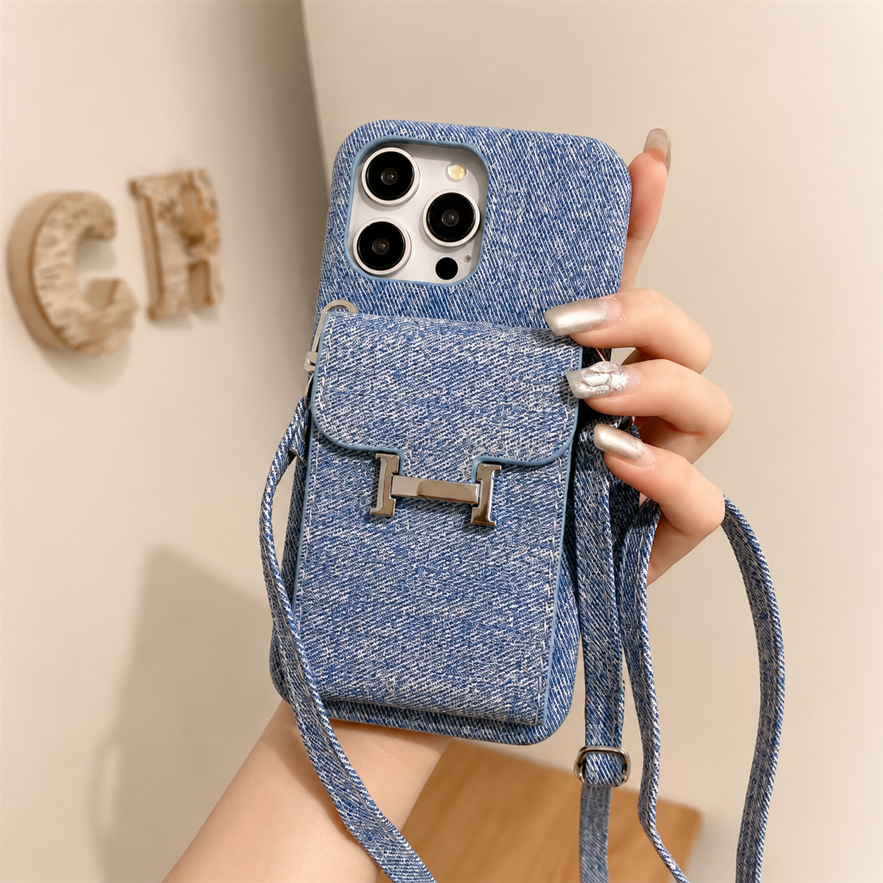 Premium iPhone Case Wallet Crossbody Flip Cover PU Leather Card Pocket Shoulder Strap Magnetic Closure Shockproof RFID Blocking Full Coverage