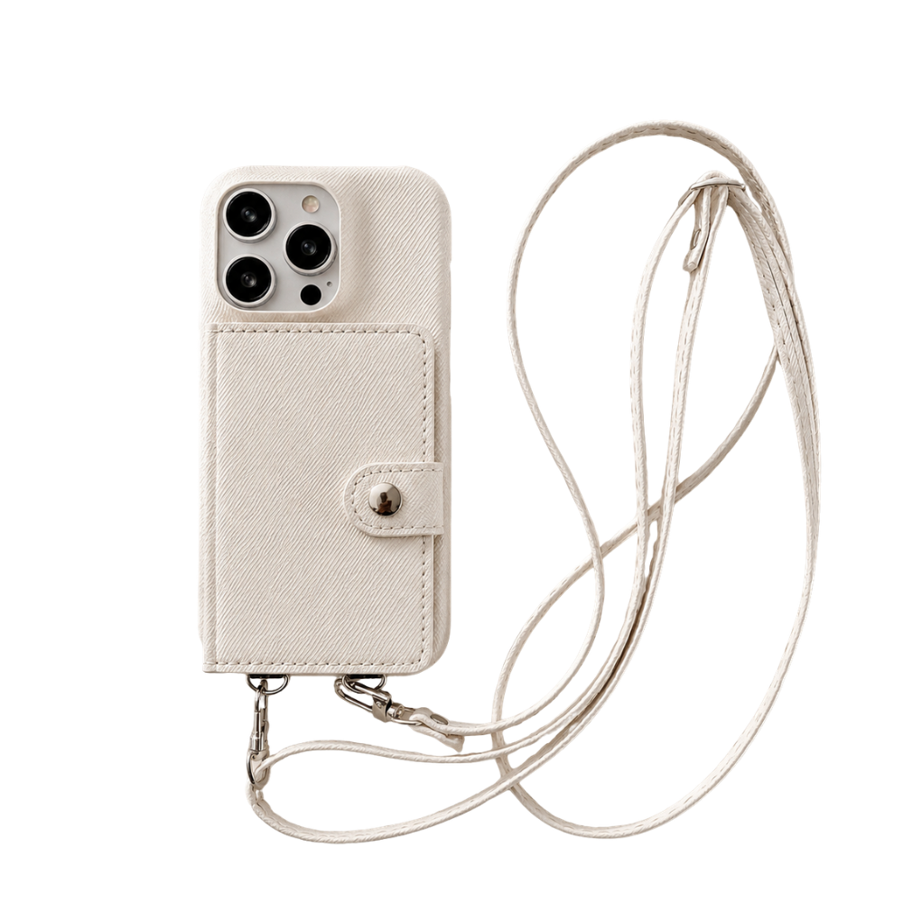 Premium iPhone Case Wallet Crossbody Flip Cover PU Leather Card Pocket Shoulder Strap Magnetic Closure Shockproof RFID Blocking Full Coverage