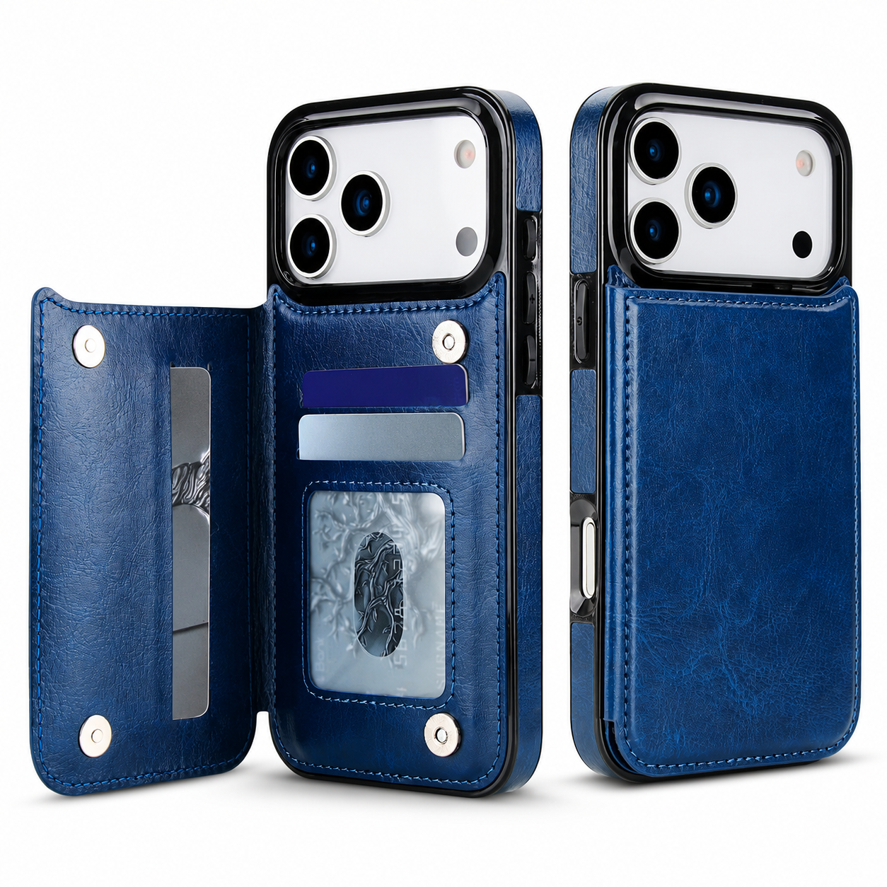 Premium iPhone Case Wallet Flip Cover Card Holder Magnetic Closure Camera Lens Protection Shockproof Full Body Kickstand Slim Design