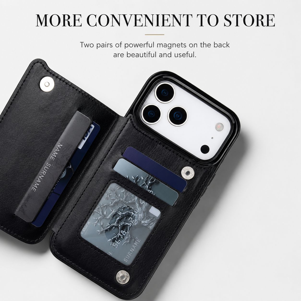 Premium iPhone Case Wallet Flip Cover Card Holder Magnetic Closure Camera Lens Protection Shockproof Full Body Kickstand Slim Design