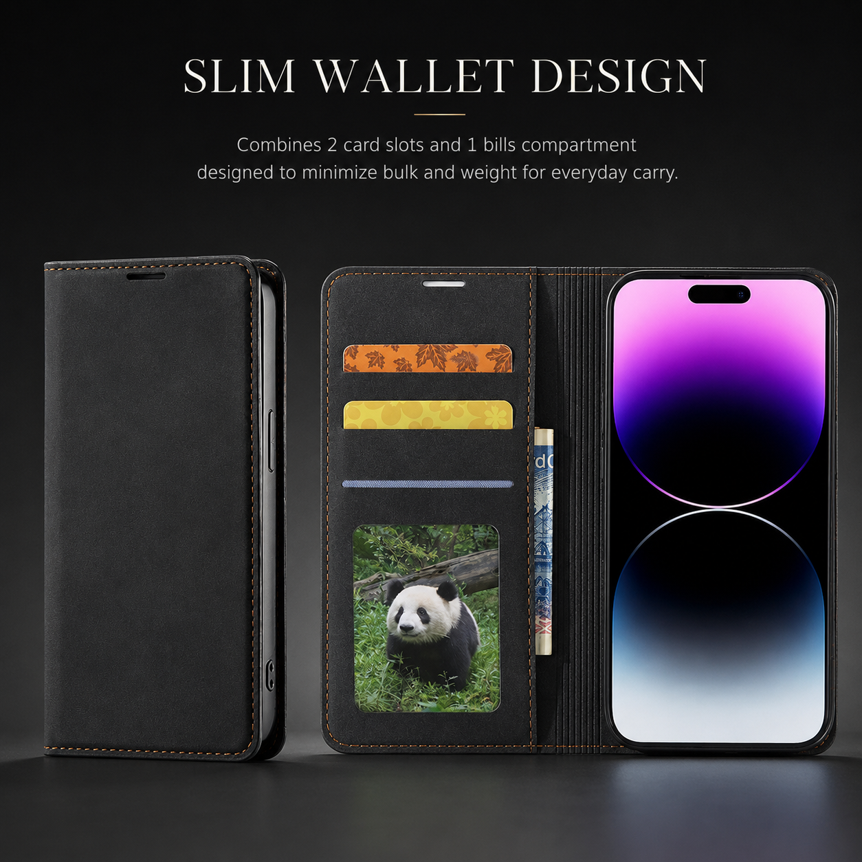 Premium iPhone Case Wallet Flip Cover Card Holder Magnetic Closure Camera Lens Protection Shockproof Full Body Suede Leather Slim Design