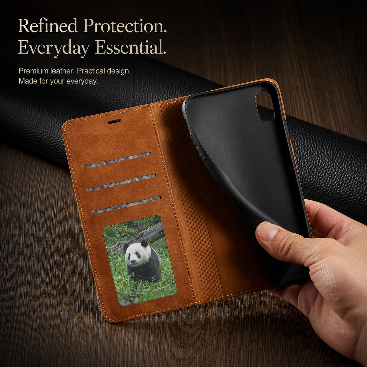 Premium iPhone Case Wallet Flip Cover Card Holder Magnetic Closure Camera Lens Protection Shockproof Full Body Suede Leather Slim Design
