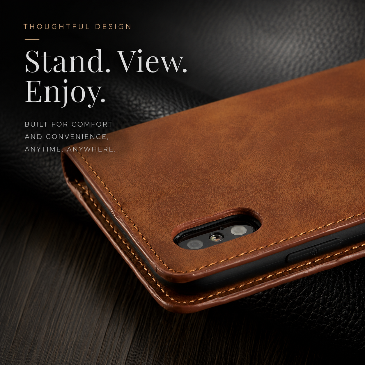 Premium iPhone Case Wallet Flip Cover Card Holder Magnetic Closure Camera Lens Protection Shockproof Full Body Suede Leather Slim Design