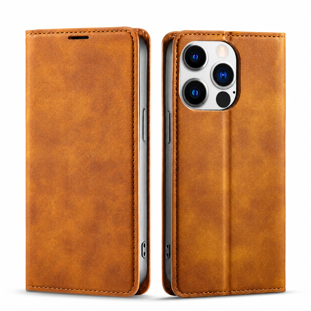 Premium iPhone Case Wallet Flip Cover Card Holder Magnetic Closure Camera Lens Protection Shockproof Full Body Suede Leather Slim Design