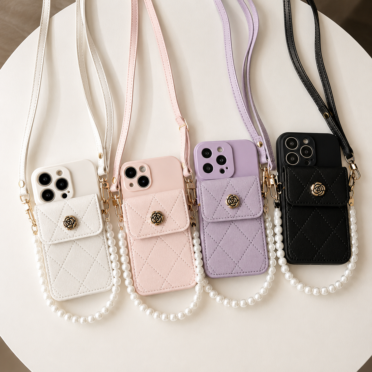 Premium iPhone Case Wallet MagSafe Compatible Crossbody Strap Card Holder Protective Cover Camera Lens Protection Shockproof Slim Design