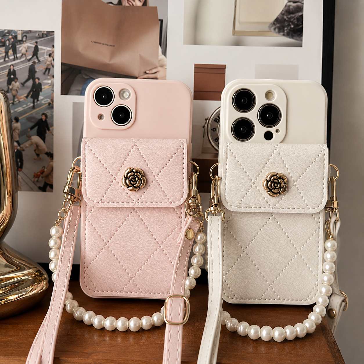 Premium iPhone Case Wallet MagSafe Compatible Crossbody Strap Card Holder Protective Cover Camera Lens Protection Shockproof Slim Design