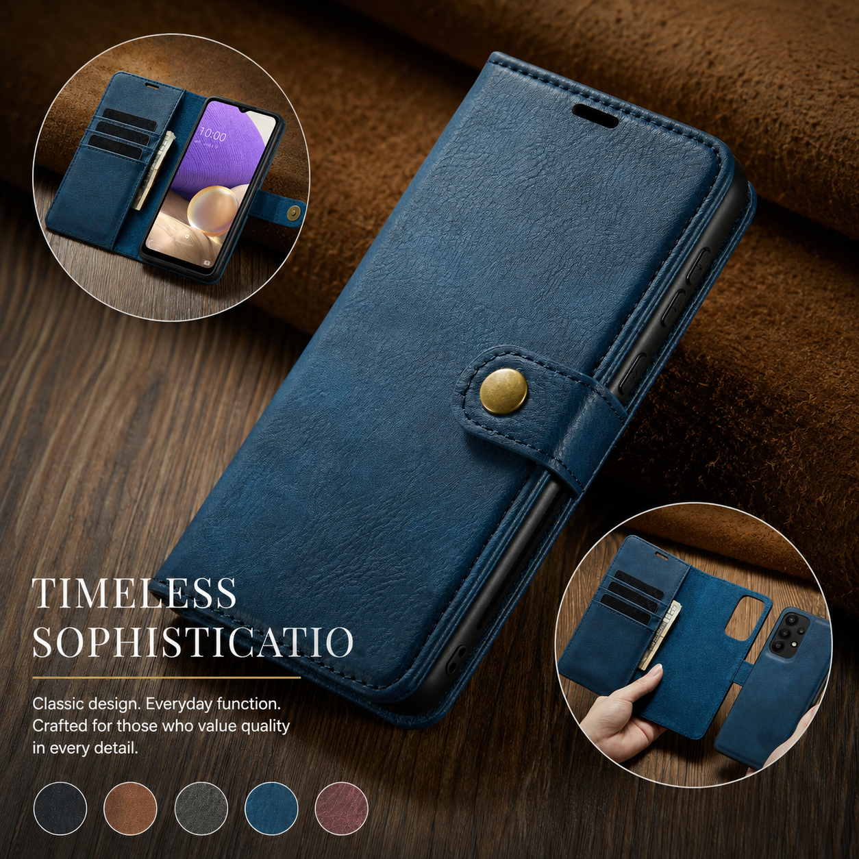 Premium iPhone Case Wallet MagSafe Compatible Detachable Magnetic Leather Protective Cover Card Holder Camera Lens Protection Shockproof Slim Design