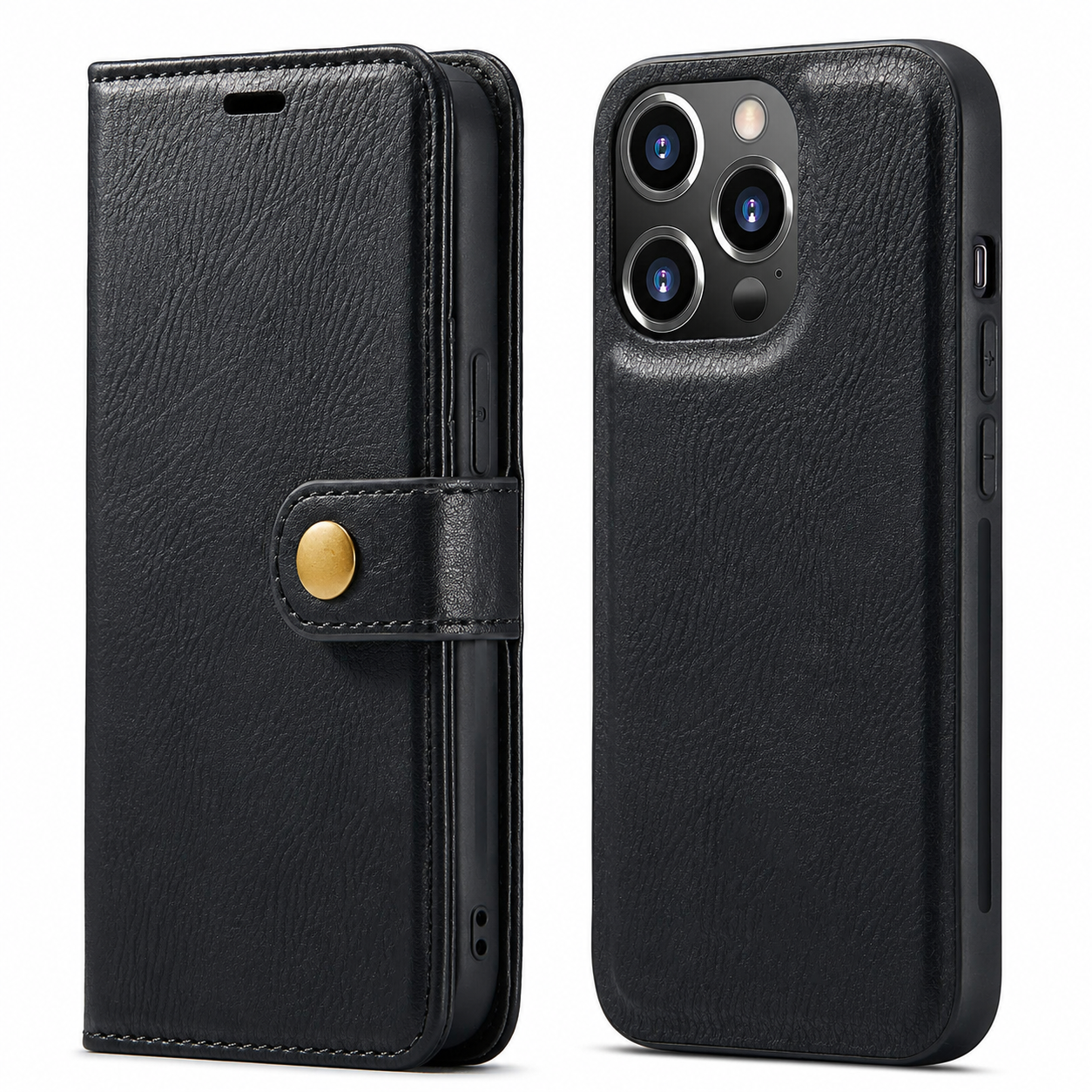 Premium iPhone Case Wallet MagSafe Compatible Detachable Magnetic Leather Protective Cover Card Holder Camera Lens Protection Shockproof Slim Design