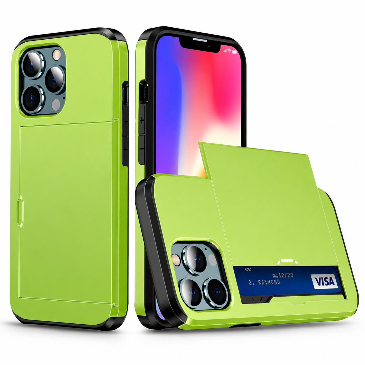 Premium iPhone Case Wallet MagSafe Compatible Dual Layer Slider Card Holder Protective Cover Camera Lens Protection Shockproof Slim Design