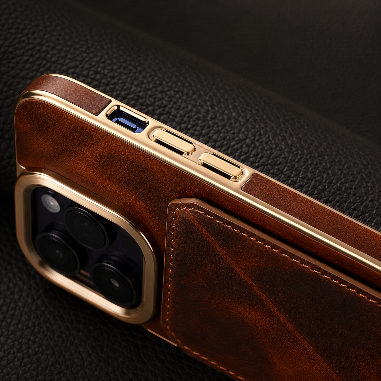 Premium iPhone Case Wallet MagSafe Compatible Genuine Cowhide Leather Cover Magnetic Card Holder Camera Lens Protection Shockproof Full Body Slim Design