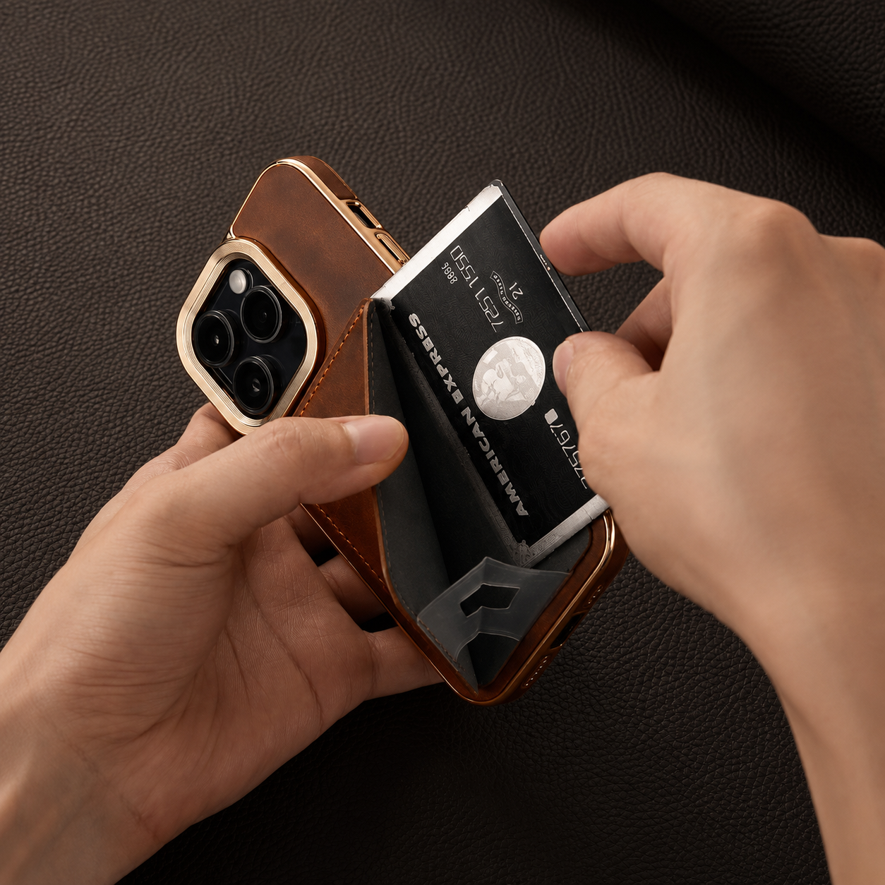 Premium iPhone Case Wallet MagSafe Compatible Genuine Cowhide Leather Cover Magnetic Card Holder Camera Lens Protection Shockproof Full Body Slim Design