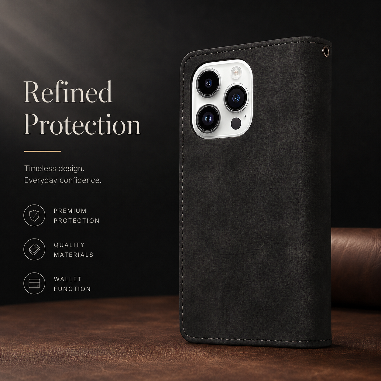 Premium iPhone Case Wallet MagSafe Compatible Leather Card Holder Protective Cover Camera Lens Protection Magnetic Closure Shockproof Slim Design