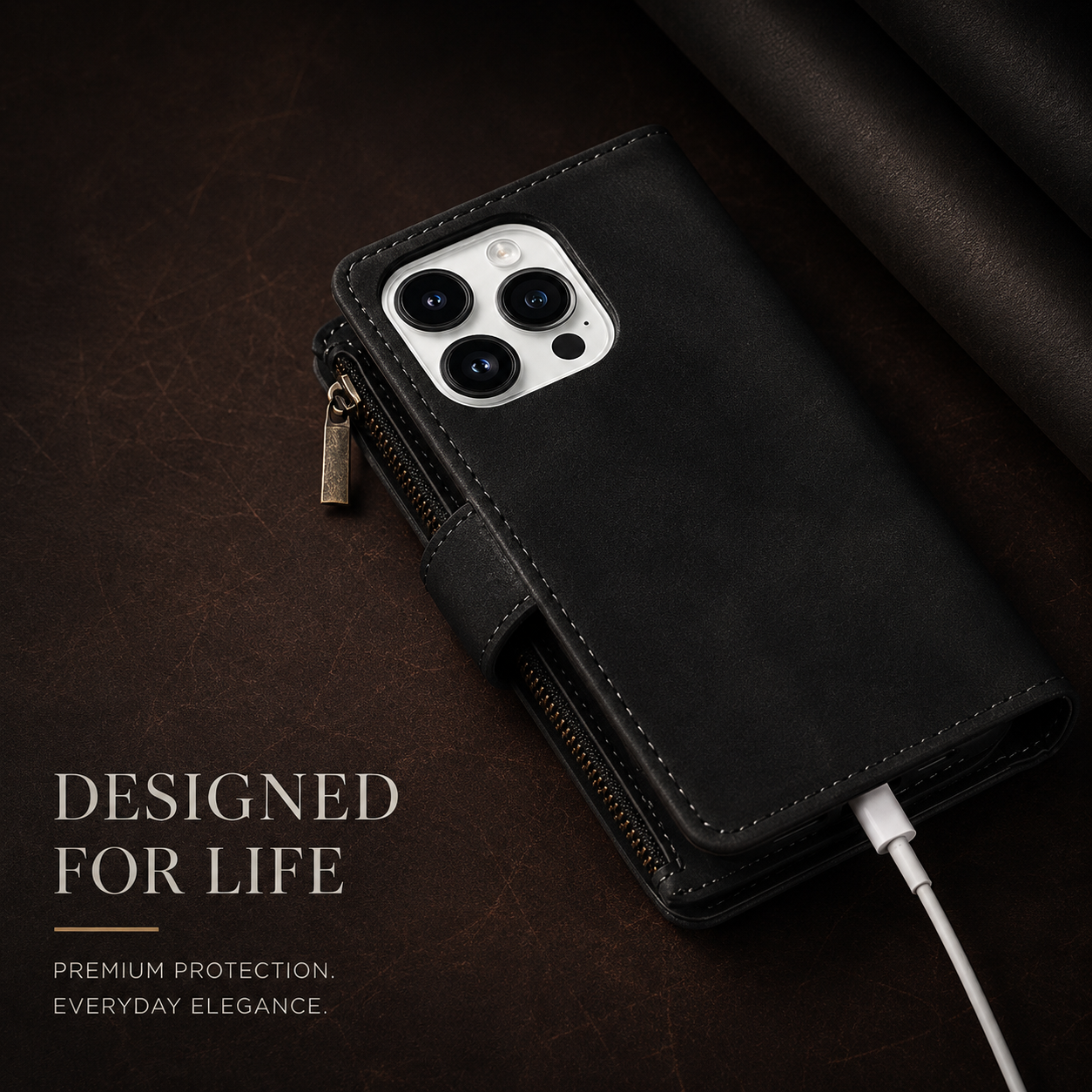 Premium iPhone Case Wallet MagSafe Compatible Leather Card Holder Protective Cover Camera Lens Protection Magnetic Closure Shockproof Slim Design
