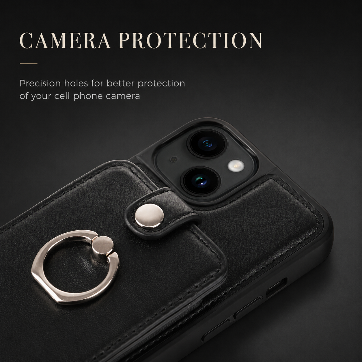 Premium iPhone Case Wallet MagSafe Compatible Leather Card Holder Ring Stand Protective Cover Camera Lens Protection Shockproof Slim Design