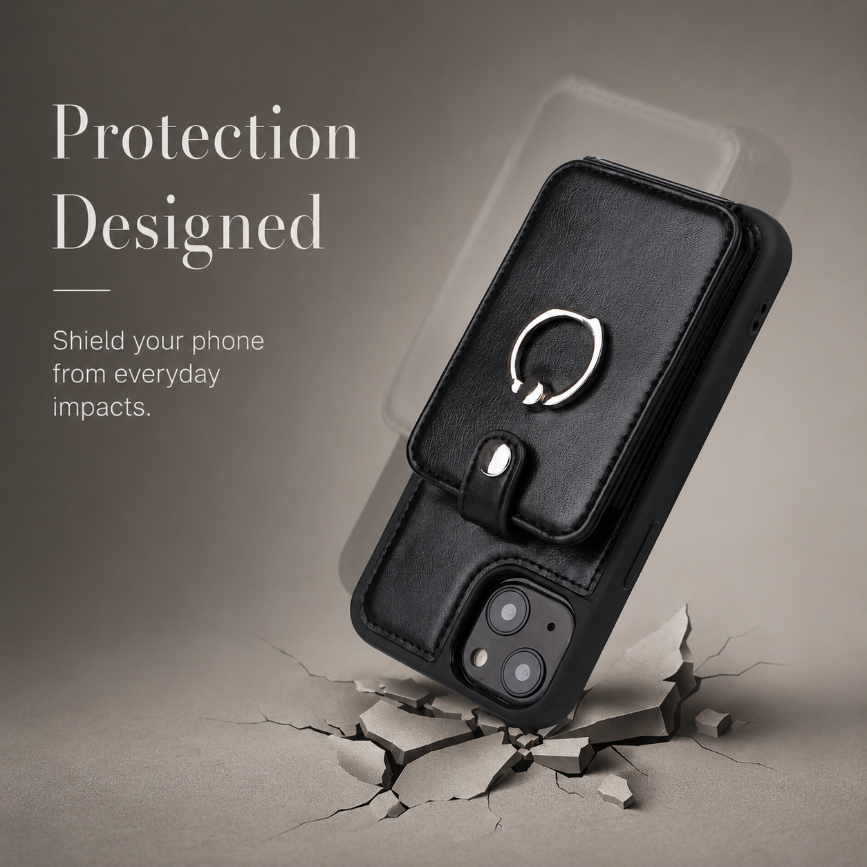 Premium iPhone Case Wallet MagSafe Compatible Leather Card Holder Ring Stand Protective Cover Camera Lens Protection Shockproof Slim Design