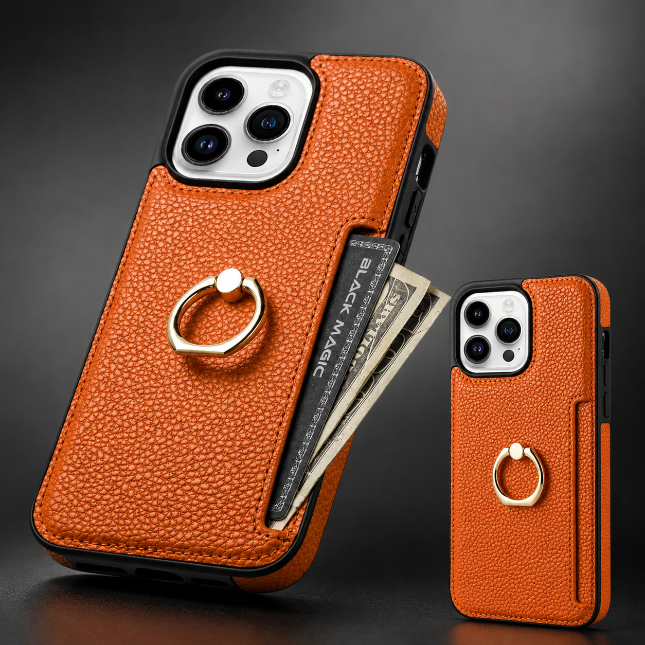 Premium iPhone Case Wallet MagSafe Compatible Leather Card Holder Ring Stand Shockproof Protective Cover Camera Lens Guard Wireless Charging