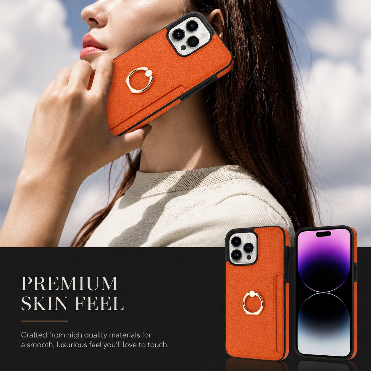 Premium iPhone Case Wallet MagSafe Compatible Leather Card Holder Ring Stand Shockproof Protective Cover Camera Lens Guard Wireless Charging