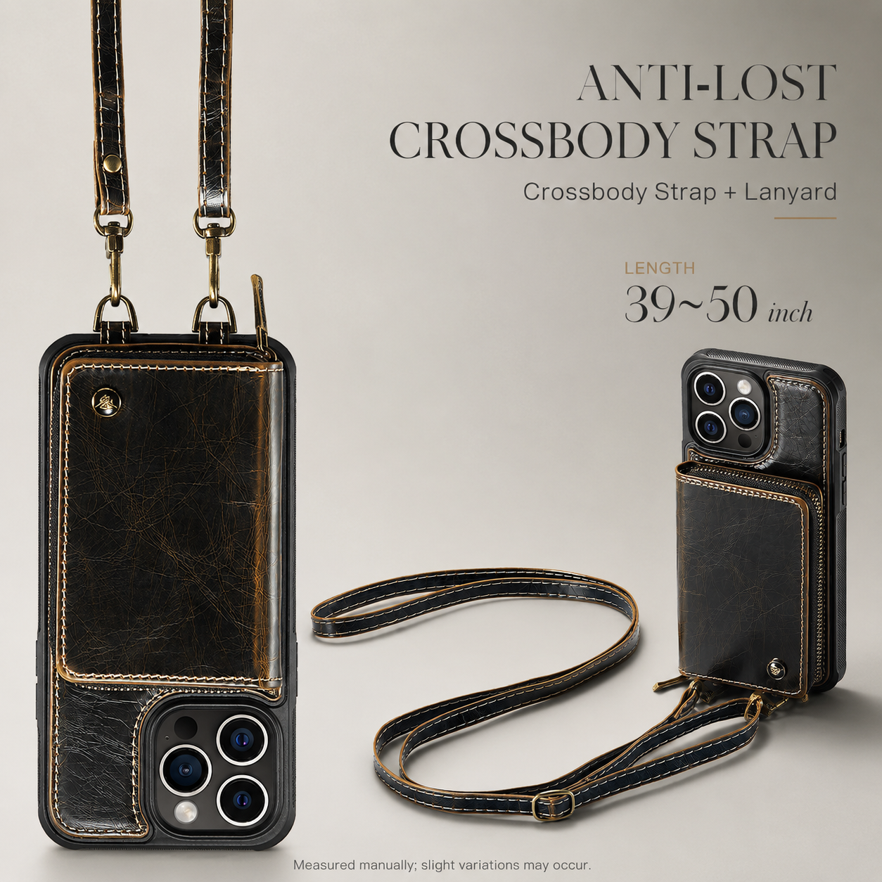 Premium iPhone Case Wallet MagSafe Compatible Magnetic Crossbody Cover Card Holder Strap Stand Function Camera Lens Protection Shockproof Slim Design