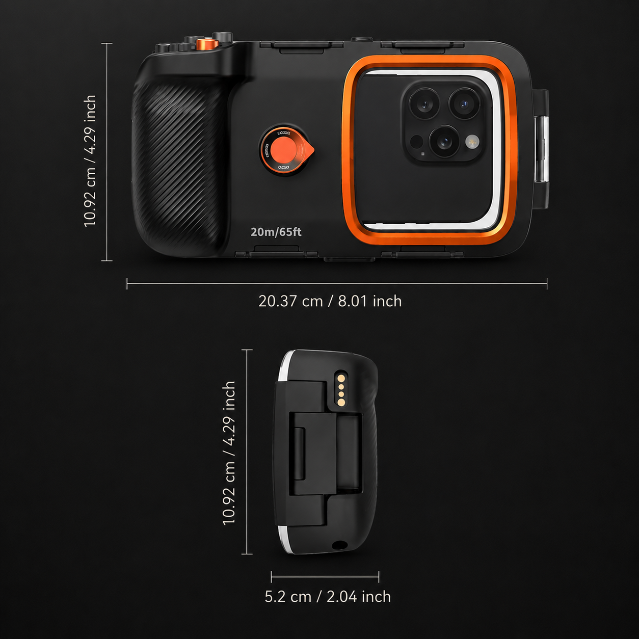 Premium iPhone Case Waterproof Diving Housing IP68 Protective Cover Bluetooth Camera Control Shockproof Full Body Protection Underwater Design