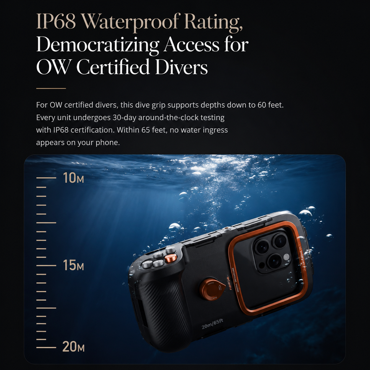 Premium iPhone Case Waterproof Diving Housing IP68 Protective Cover Bluetooth Camera Control Shockproof Full Body Protection Underwater Design