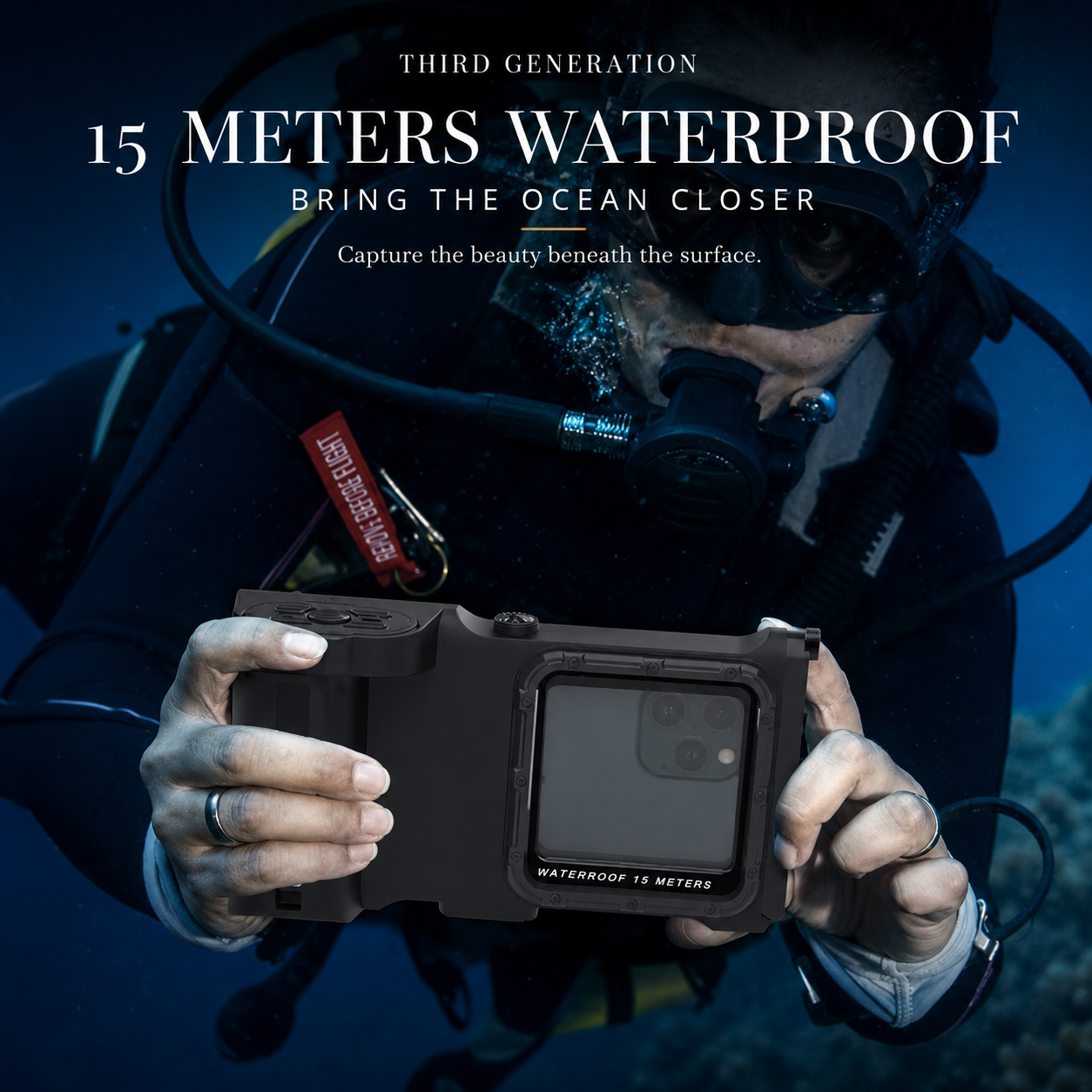 Premium iPhone Case Waterproof Diving Pouch Shockproof Protection Clear Camera Lens Visibility Secure Lanyard Full Body Coverage Underwater Protective Design