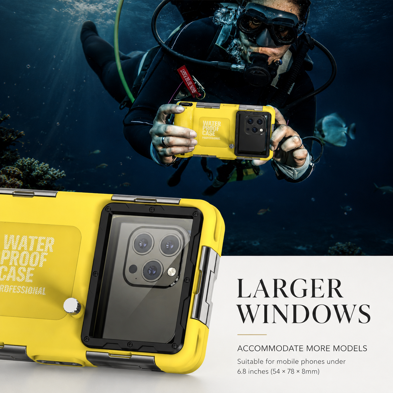 Premium iPhone Case Waterproof Diving Pouch Shockproof Protection Clear Camera Lens Visibility Secure Lanyard Full Body Coverage Underwater Protective Design