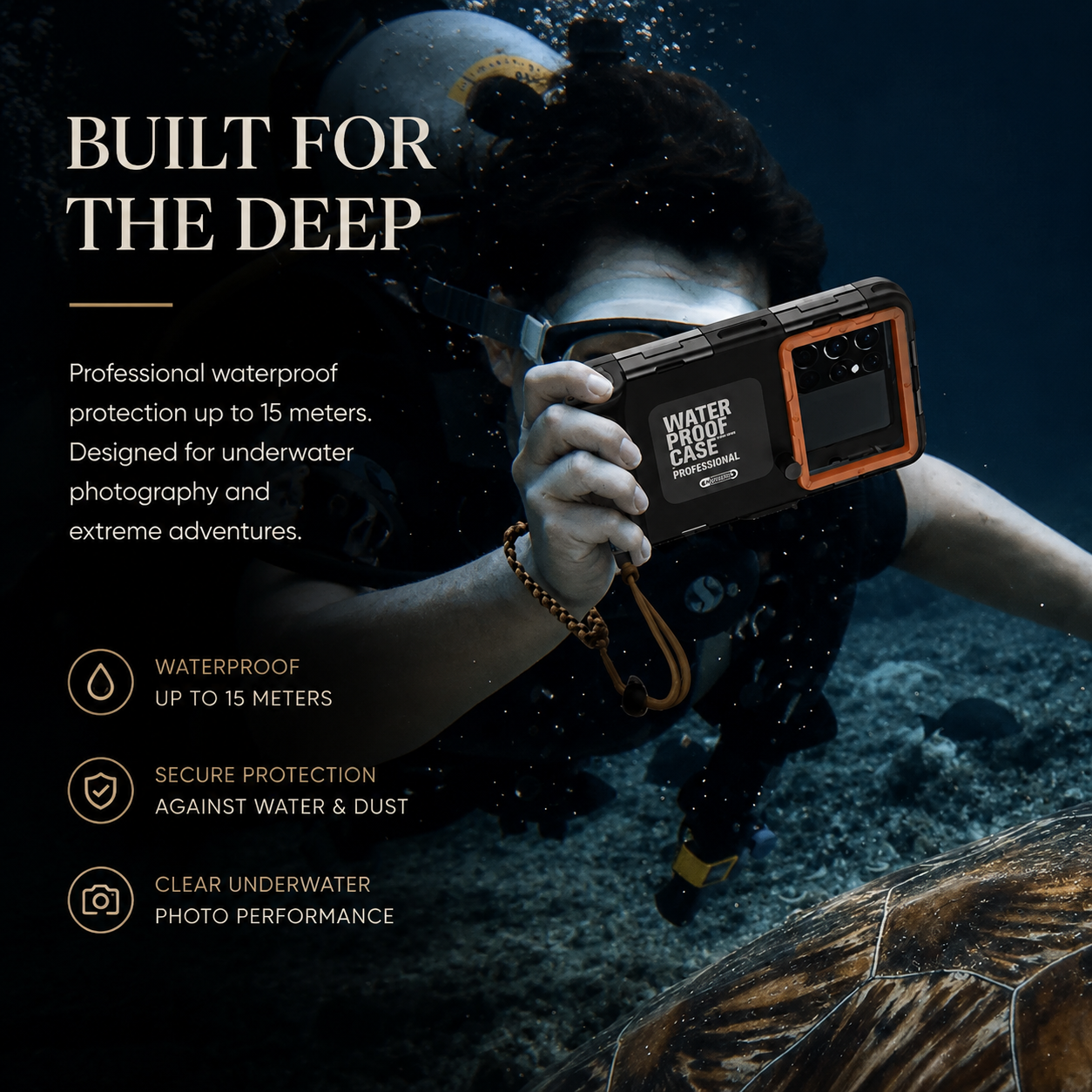 Premium iPhone Case Waterproof Full Housing Protective Cover 15m Diving 50ft Swimming Holster Lanyard Shockproof Heavy Duty Outdoor Case Dustproof Secure Seal Design