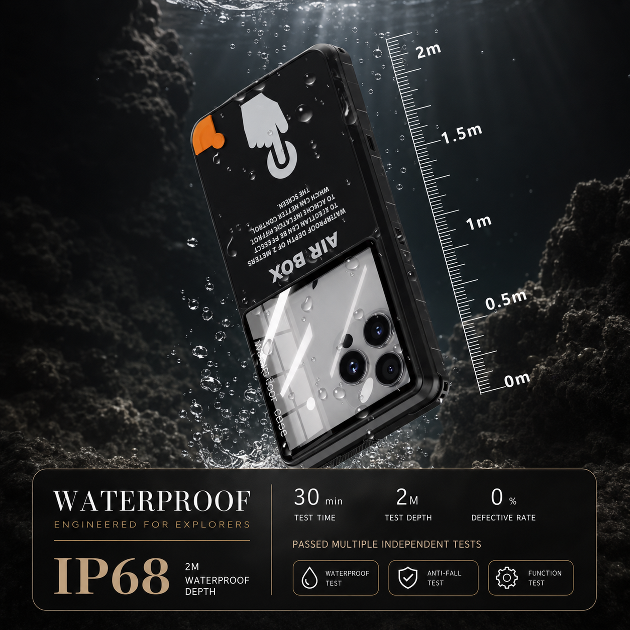 Premium iPhone Case Waterproof Shockproof Protective Cover IP68 Full Body Sealed Design Dustproof Underwater Protection Outdoor Use