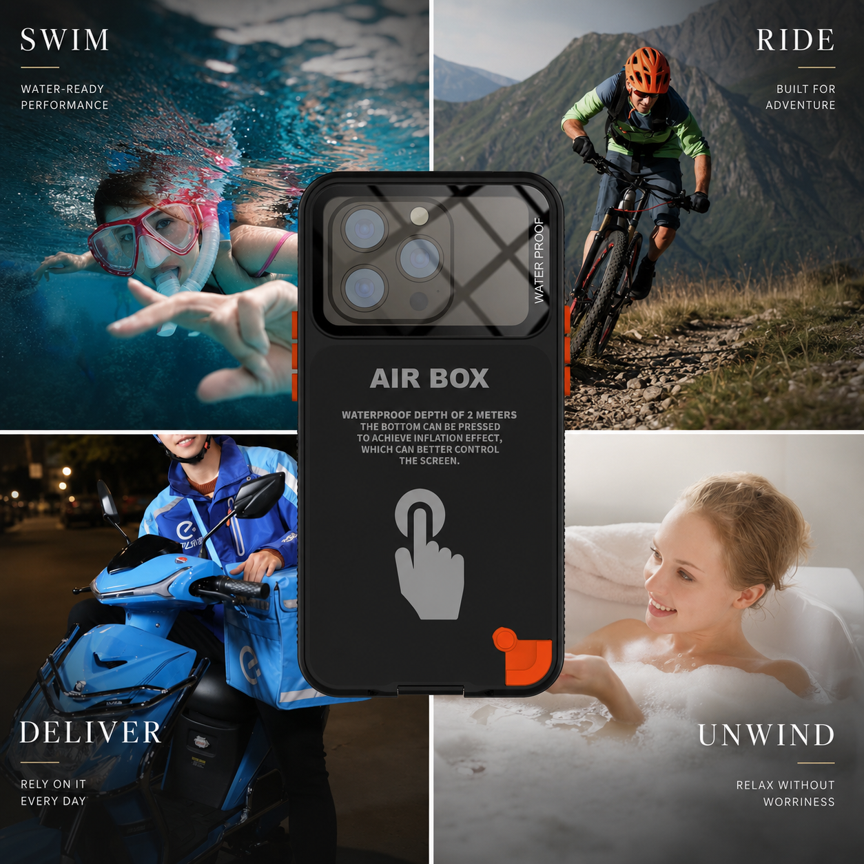 Premium iPhone Case Waterproof Shockproof Protective Cover IP68 Full Body Sealed Design Dustproof Underwater Protection Outdoor Use