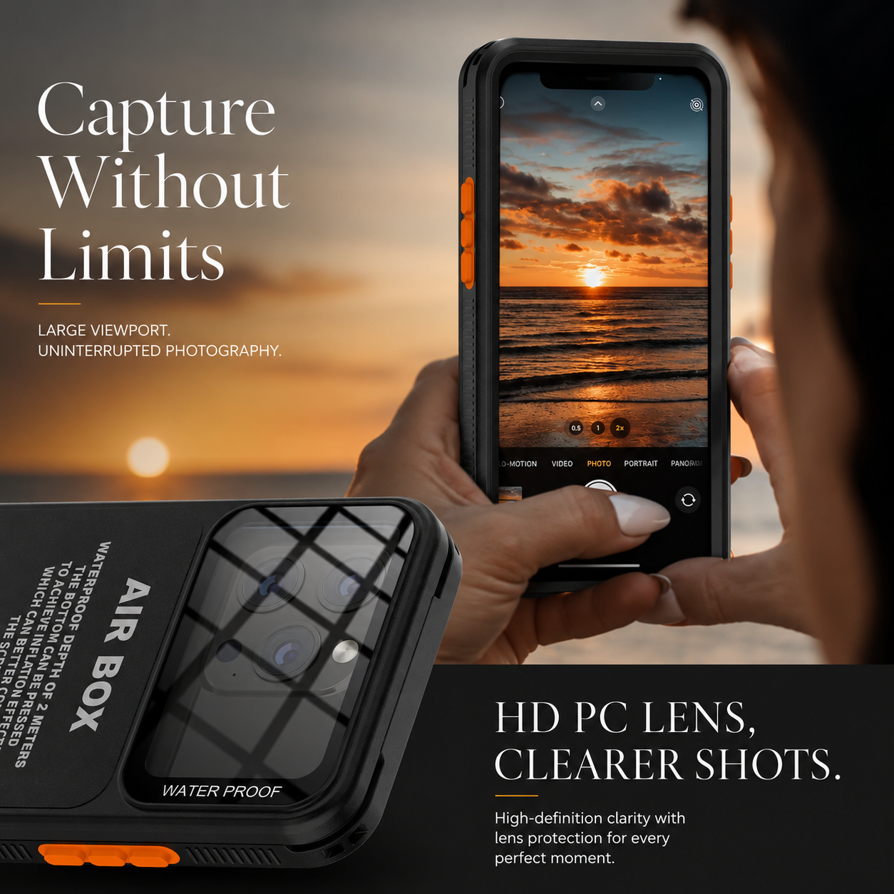 Premium iPhone Case Waterproof Shockproof Protective Cover IP68 Full Body Sealed Design Dustproof Underwater Protection Outdoor Use