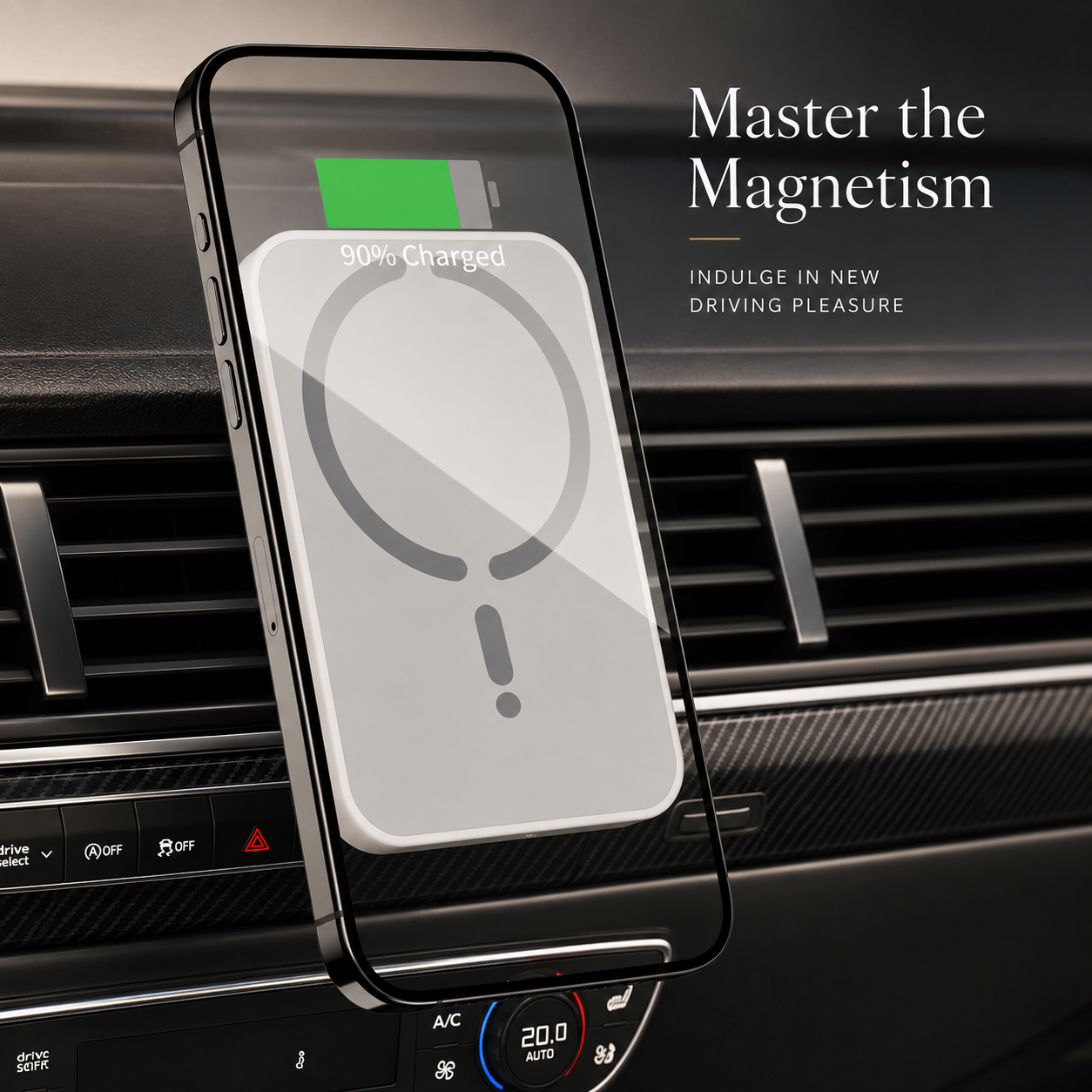 Premium iPhone MagSafe Compatible Car Wireless Charger Magnetic Air Vent Mount Fast Charging Phone Holder Secure Alignment Dashboard Stand Grip