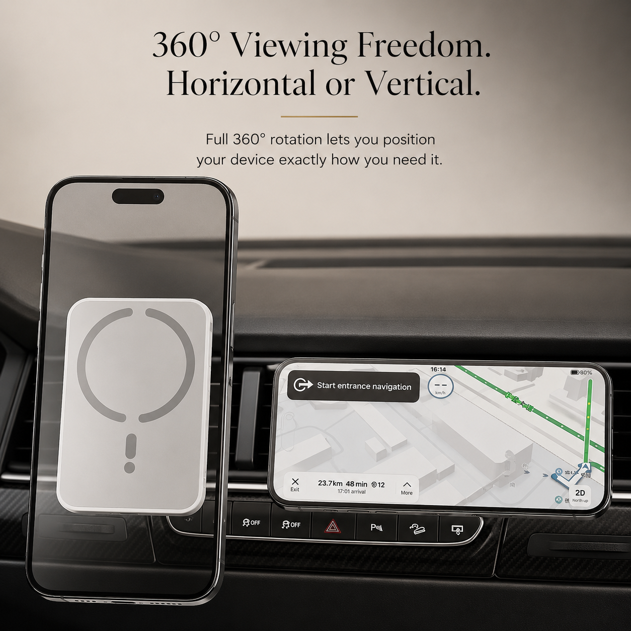 Premium iPhone MagSafe Compatible Car Wireless Charger Magnetic Air Vent Mount Fast Charging Phone Holder Secure Alignment Dashboard Stand Grip