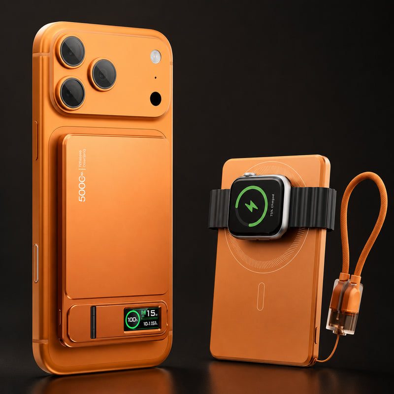 Premium iPhone Magnetic Power Bank 3 In 1 Wireless Charger 20W Fast Charging Portable Battery Digital Display Stand Watch Support Travel Ready