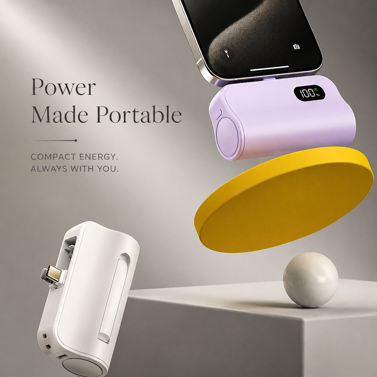 Premium iPhone Power Bank 20W Fast Charging Portable Battery Built In Cables LED Light Multi Device Charger Backup Energy Station Emergency Utility