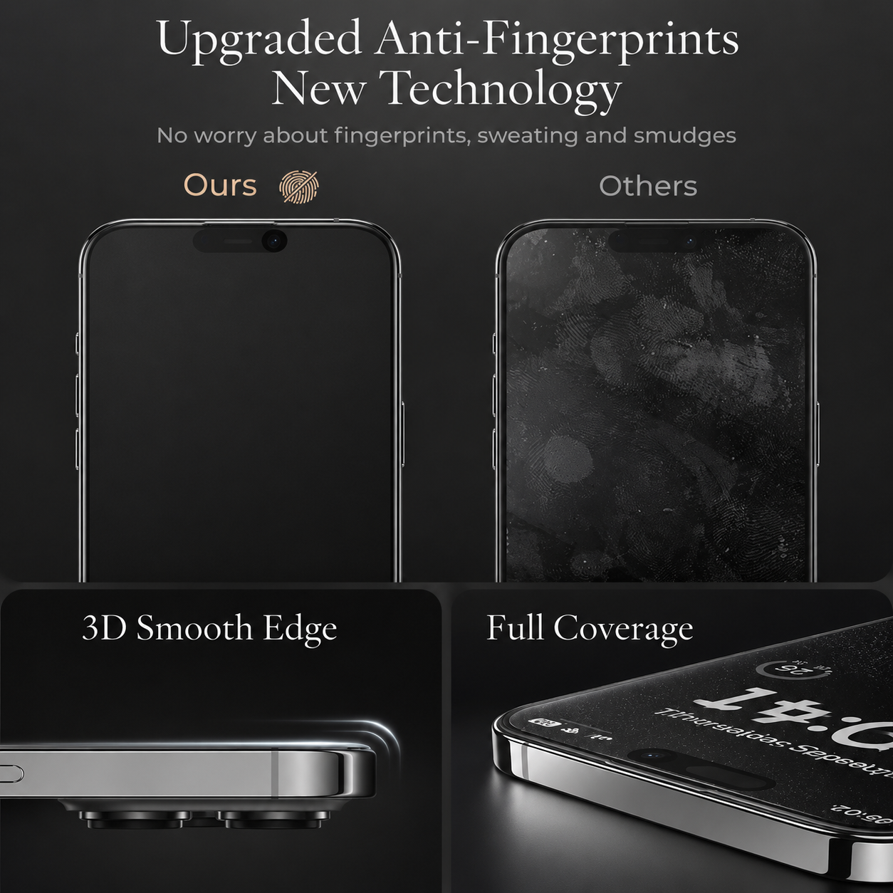 Premium iPhone Screen Protector Privacy Tempered Glass Anti Spy Matte Anti Glare Oleophobic Coating Full Coverage Installation Frame Scratch Resistant