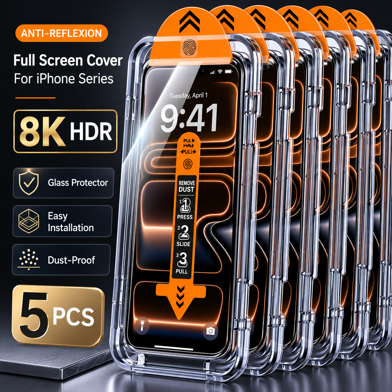 Premium iPhone Screen Protector Tempered Glass HD Clear Anti Fingerprint Scratch Resistant Bubble Free Shatterproof Ultra Thin Case Friendly Film