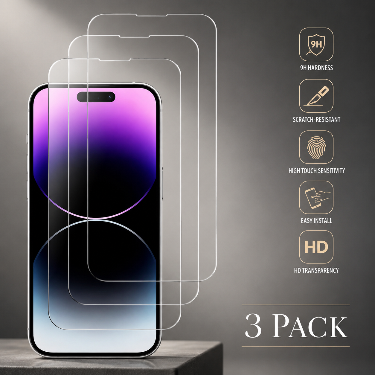 Premium iPhone Screen Protector Tempered Glass HD Clear Anti Fingerprint Scratch Resistant Bubble Free Shatterproof Ultra Thin Case Friendly Film