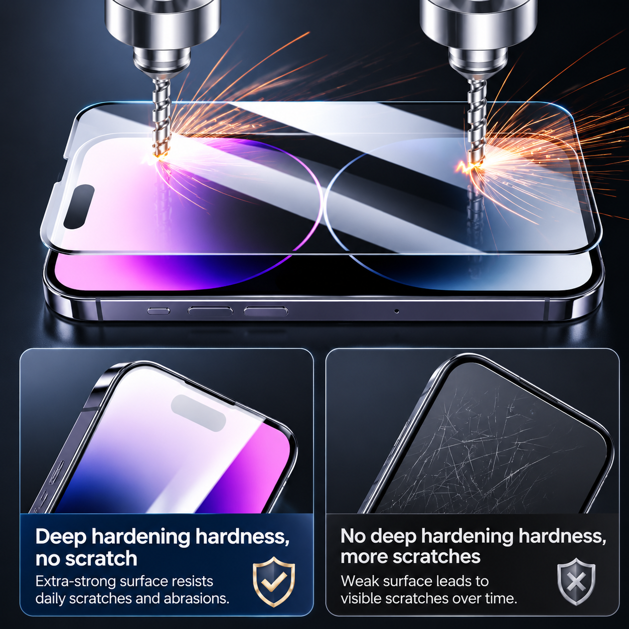 Premium iPhone Screen Protector Tempered Glass HD Clear Full Screen Coverage Anti Fingerprint Scratch Resistant Bubble Free Shatter Protection Ultra Thin Case Friendly