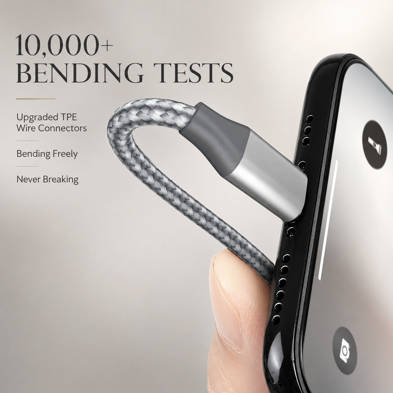 Premium iPhone USB A to Lightning Charging Cable Fast Charge Nylon Braided Data Sync Cord 12W 2.4A Durable Tangle Resistant Portable Connector