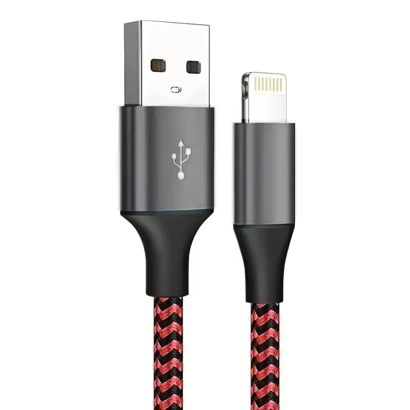 Premium iPhone USB A to Lightning Charging Cable Fast Charge Nylon Braided Data Sync Cord 12W 2.4A Durable Tangle Resistant Portable Connector