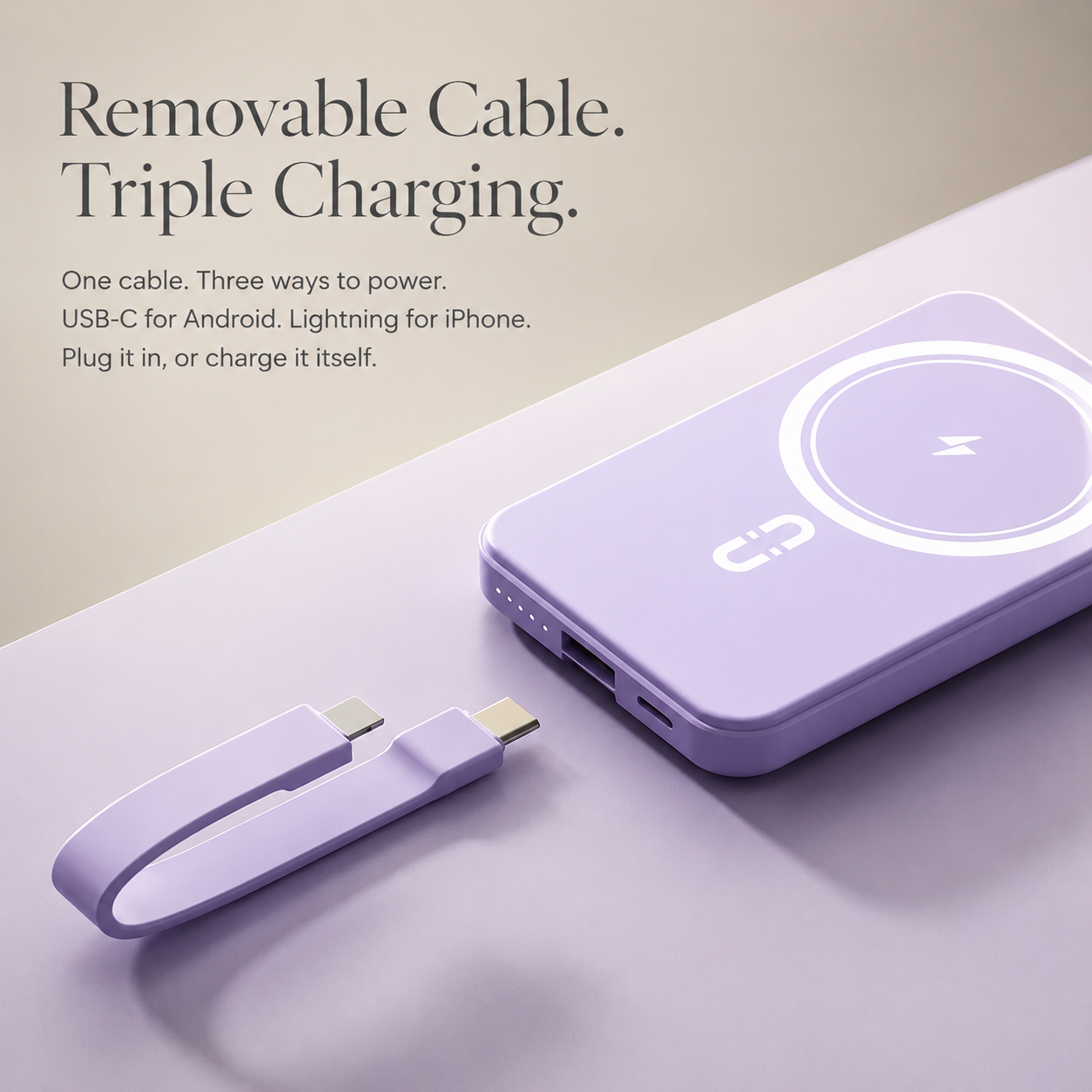 Premium iPhone Wireless Power Bank 23W Fast Charging Portable Battery LED Display Built In Cables Flashlight Hand Warmer Charger Emergency Utility