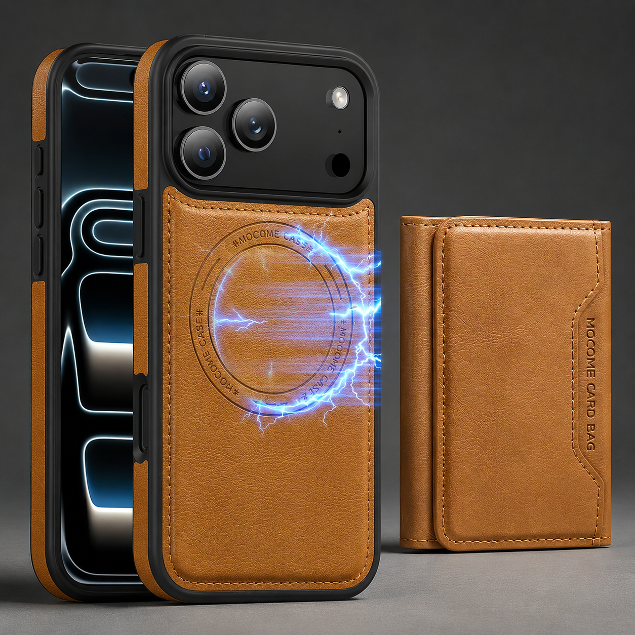 Elite iPhone Magnetic PU Leather Wallet Case, MagSafe Compatible Card Holder with Shock Protection, Secure Storage and Everyday Carry Convenience