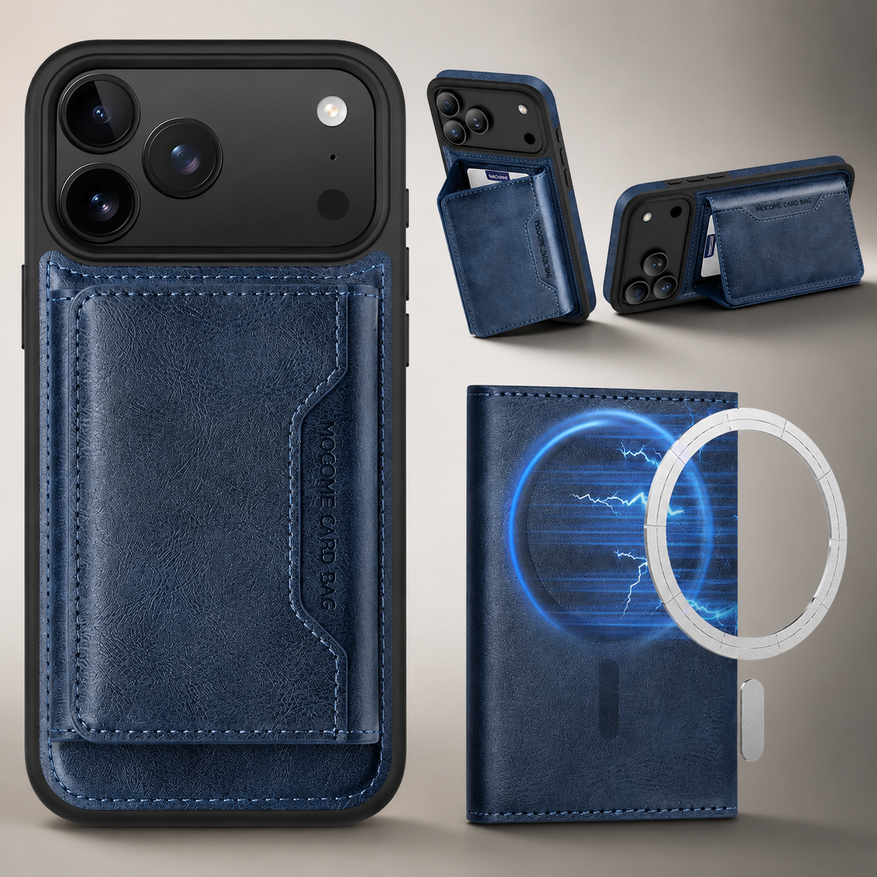 Elite iPhone Magnetic PU Leather Wallet Case, MagSafe Compatible Card Holder with Shock Protection, Secure Storage and Everyday Carry Convenience