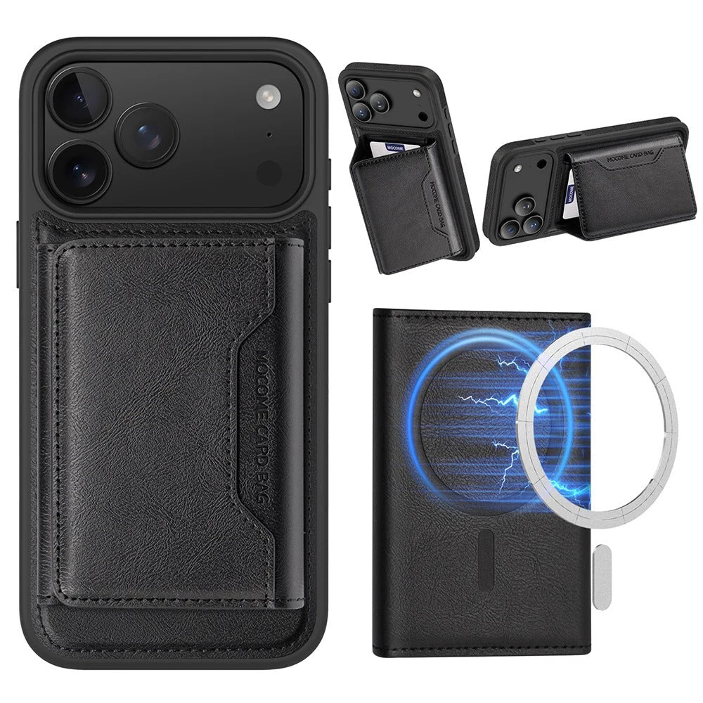Elite iPhone Magnetic PU Leather Wallet Case, MagSafe Compatible Card Holder with Shock Protection, Secure Storage and Everyday Carry Convenience
