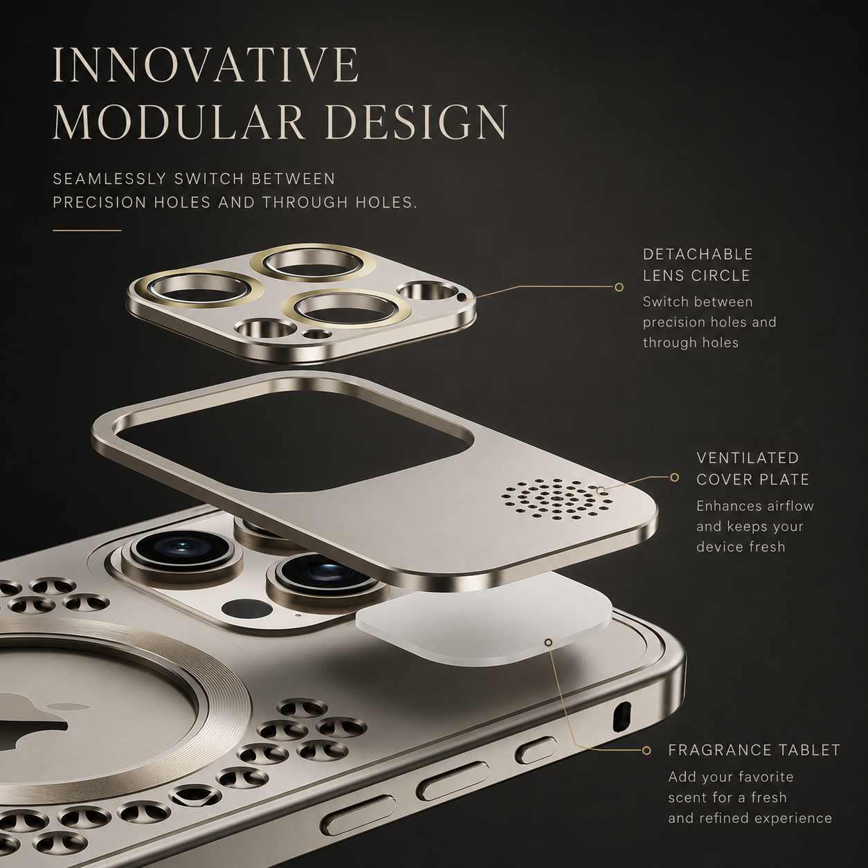 Luxury iPhone Case MagSafe Compatible Aluminum Frame Protective Cover Camera Lens Protection Heat Dissipation Shockproof Electroplated Metal Slim Design