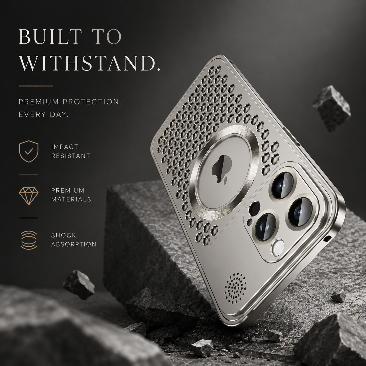 Luxury iPhone Case MagSafe Compatible Aluminum Frame Protective Cover Camera Lens Protection Heat Dissipation Shockproof Electroplated Metal Slim Design